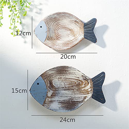 OECECR 2Pcs Wood Fish Nautical Beach Wall Decor, Wooden Hanging Coastal Wall Art Decor for Home, Lake House, Ocean Bathroom Decor - Blue - Image 4