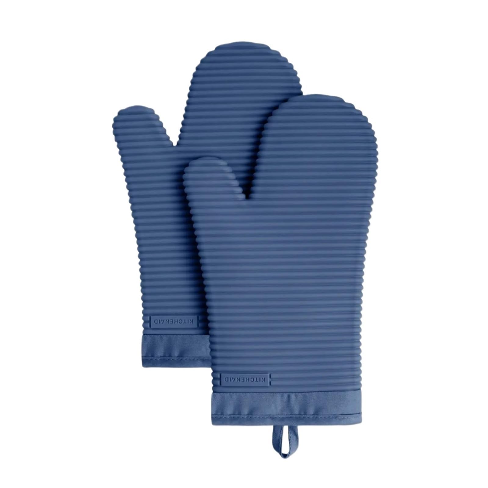 Gants de cuisine en silicone souple côtelé de 7,5x13 pouces, paire de maniques imperméables pour four