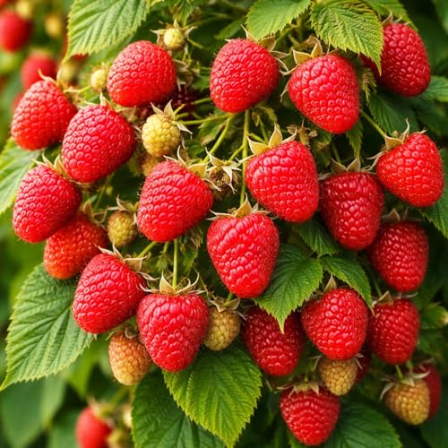 Joan J Raspberry Plants Thornless Red Raspberry with Large Sweet Berries Everbearing Fruit Plants for Home Gardens (3 Plants)