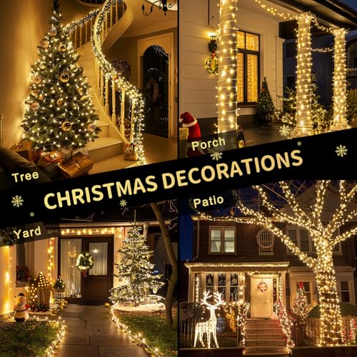 JMEXSUSS 200 LED String Lights Indoor Outdoor Clear Wire, Connectable Warm White Christmas Lights for Bedroom, 66 Ft Twinkle Fairy Classroom Light Plug in for Home Wedding Tree Yard Patio Decor - Image 7