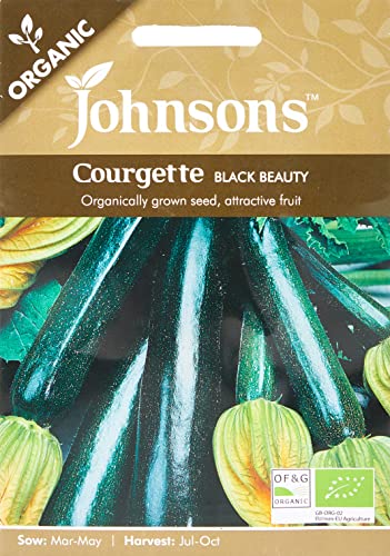 Johnsons 10724 Vegetable Seeds, ORG COURGETTE Black Beauty