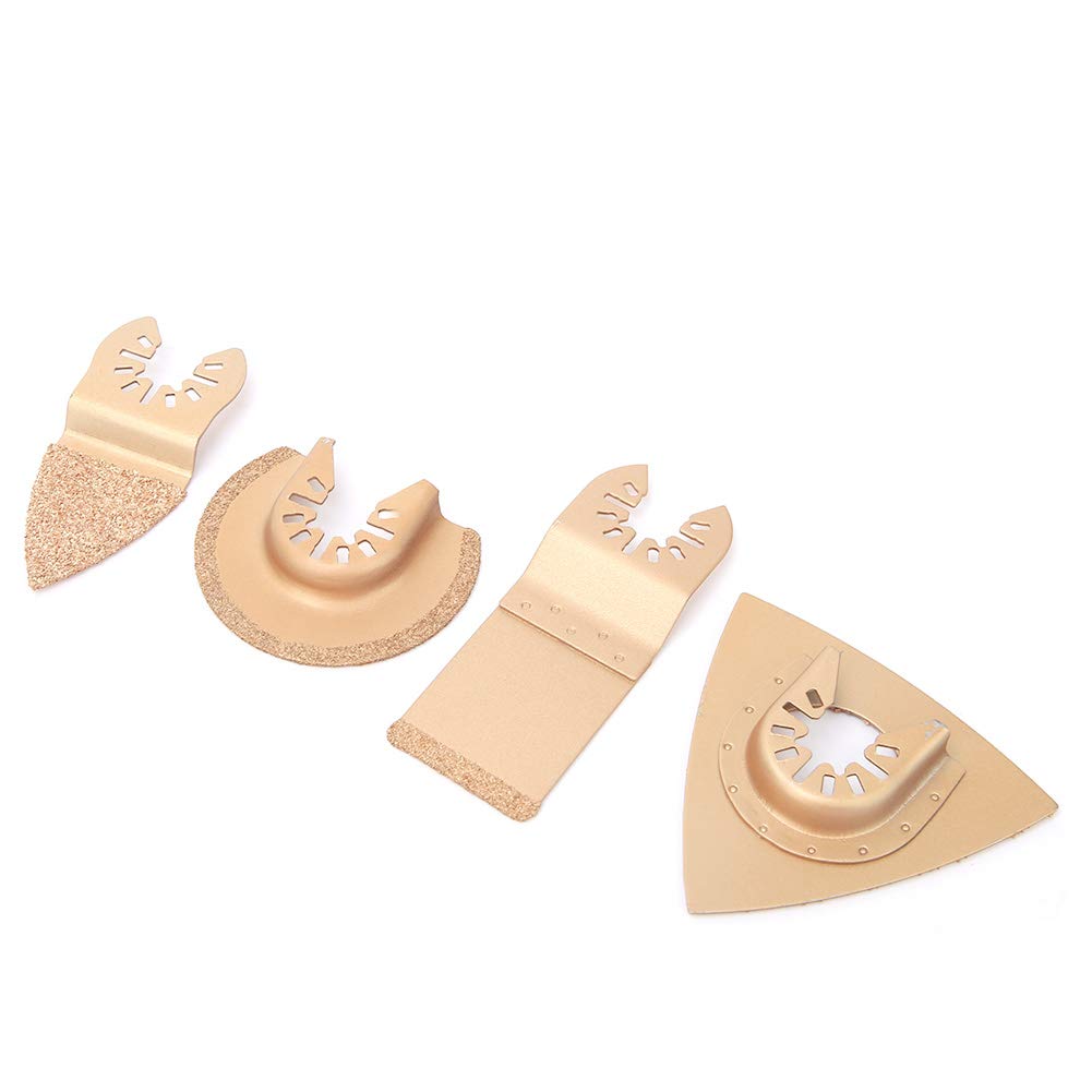 Lot de 4 Lames de Scie en Carbure pour Outils d'Oscillation Multifonction - Compatible avec Systèmes Multifonctions Populaires - Accessoire de Coupe Précise pour Travaux de Bricolage et Industrie