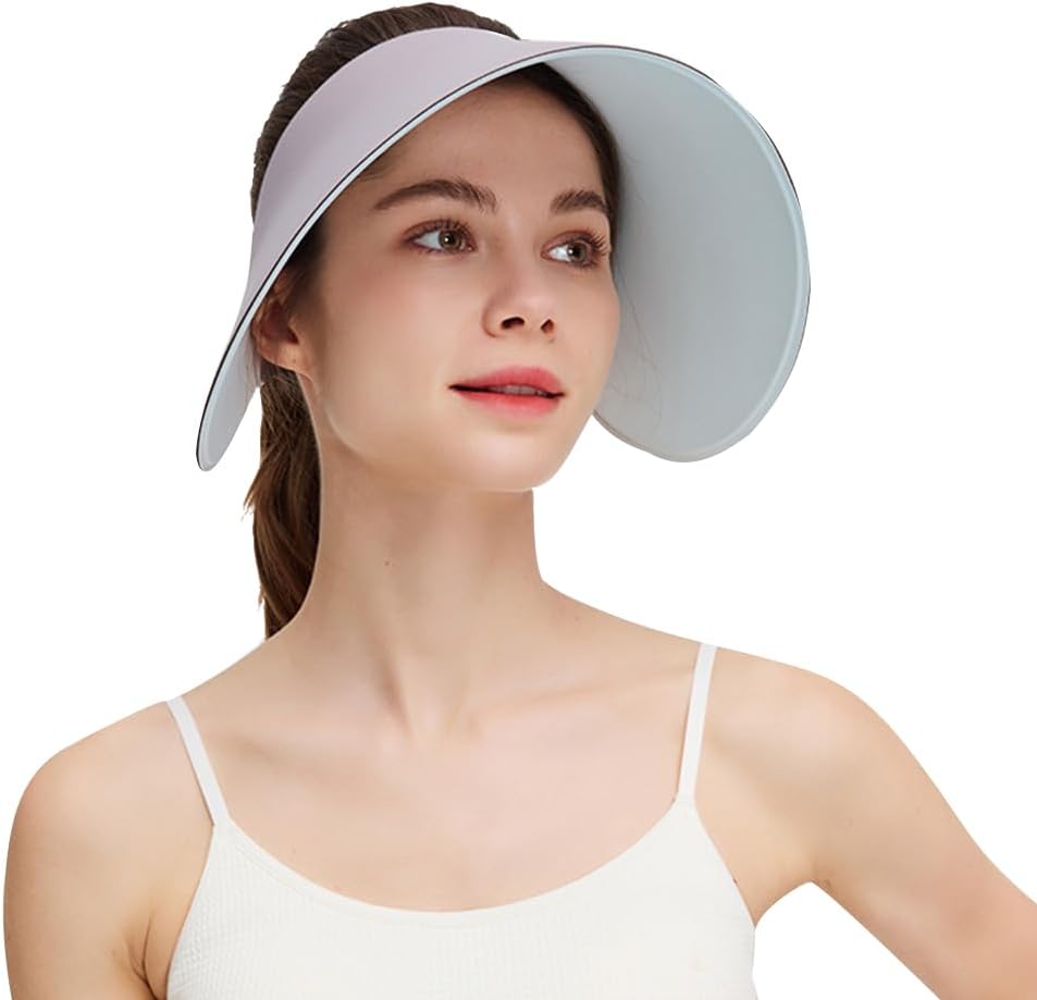 Women Wide Brim Sun Visor Hat Foldable UPF 50+ Roll Up Packable Beach Cap Double Sided Wear UPF50+