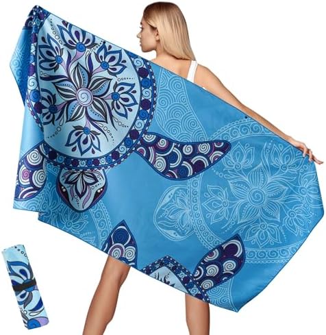 serviette de plage XXL 100 x 200 cm, microfibre compacte et résis...