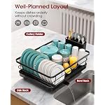 Stainless Steel Dish Drying Rack for Kitchen Counter, Sink Organization and Storage Essentials with Silverware & Utensil Holder, Home and Apartment Decor, 12''W x 15.5''L, Black - Image 2