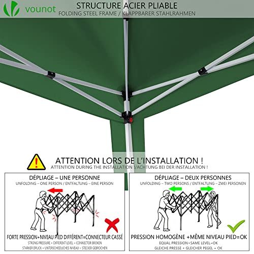 VOUNOT 3m x 3m Pop Up Gazebo with Sides & 4 Weight Bags & Carry Bag, Marquee Garden Party Tent Outdoor, Green - Image 7