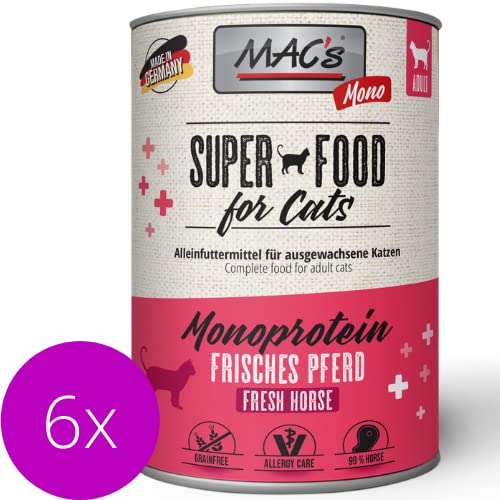 Mac's Cat Katzenfutter Mono Pferd Nassfutter Dosen 6x400g getreidefrei