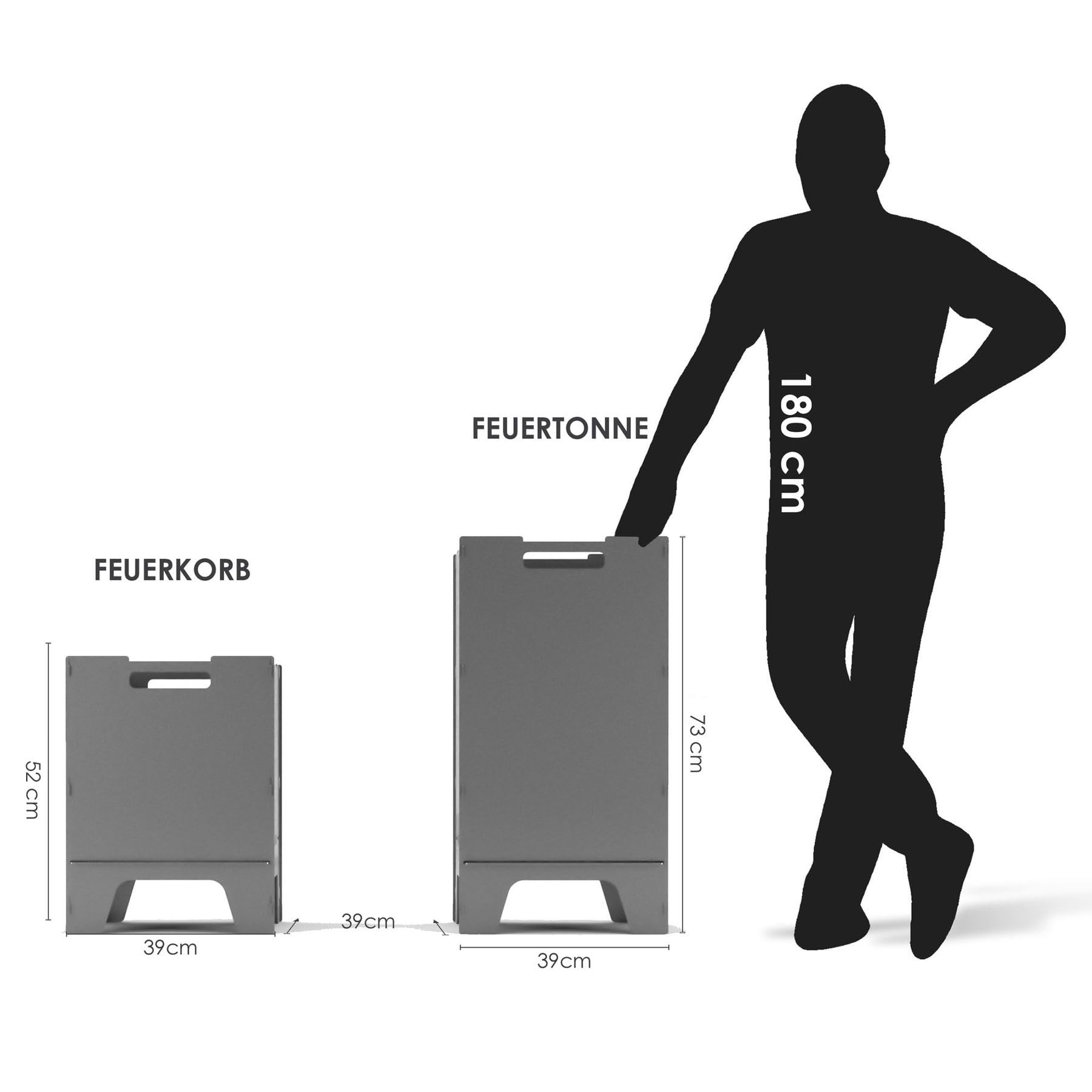 MOCAVI Feuertonne Beste 73 cm | 3 mm Stahl personalisiert Feuerkorb Feuerschale sicher massiv robust Design-Feuerfass für Garten und Terrasse groß eckig Feuerstelle Outdoor hitzefest außen