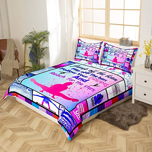 Homemissing Gymnastics Duvet Cover Gymnastics Lovers Bedding Set For Kids Boys Children Gymnast Sports Comforter Cover Set Ultra Soft Decor Plaid Grid Purple Bedspread Cover Double Size 3Pcs - Image 2