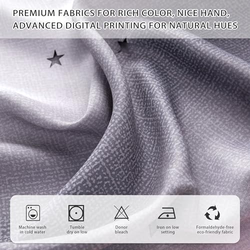 Image of XiDi Grey and Pink Curtains 96 Inches Long for Girls Bedroom 2 Panels Set, Blackout Rainbow Grommet Curtains for Kids Room Decor, Unicorn Wall Decals Drapes for Little Girl Nursery 34 Inches Wide