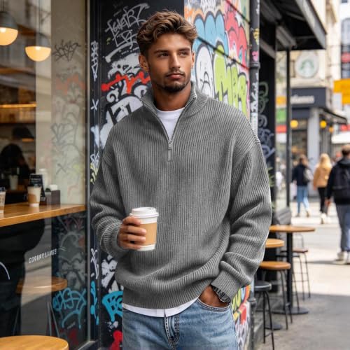 Corduroy Sweatshirts for Men Quarter-Zip Pullover - image 3