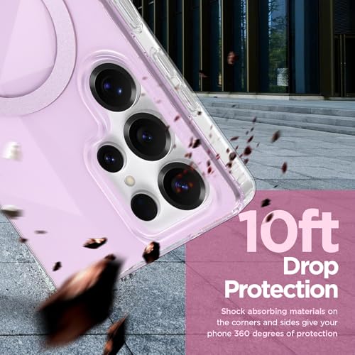 Image of Magnetic Case for Samsung Galaxy S25 Ultra [Compatible with Magsafe] [Anti-Yellowing] [1 Screen Protector] Shockproof Slim Iridescent Sparkly Case for Galaxy S25 Ultra 6.9 inch, Pink