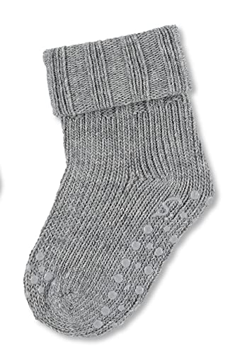 Sterntaler ABS Krabbelsocken aus Wolle - Baby Stoppersocken - ABS-Motiv auf Spann und Sohle - Krabbelsöckchen - Baby und Kinderstrümpfe, silber melange, Größe 20