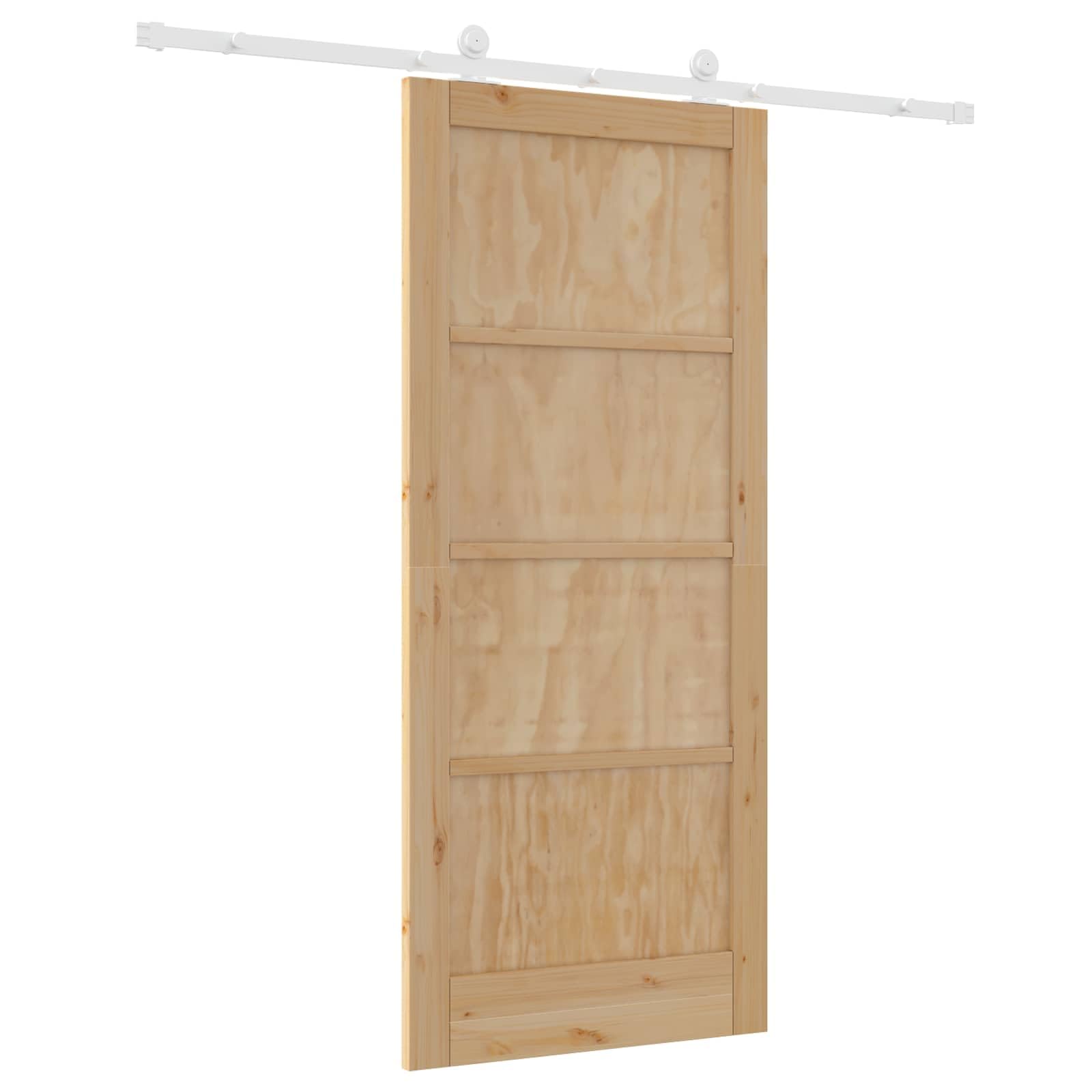 Porta scorrevole in legno di pino massello, 86 x 198,5 cm, divisorio con sistema scorrevole per interni, bianco e legno