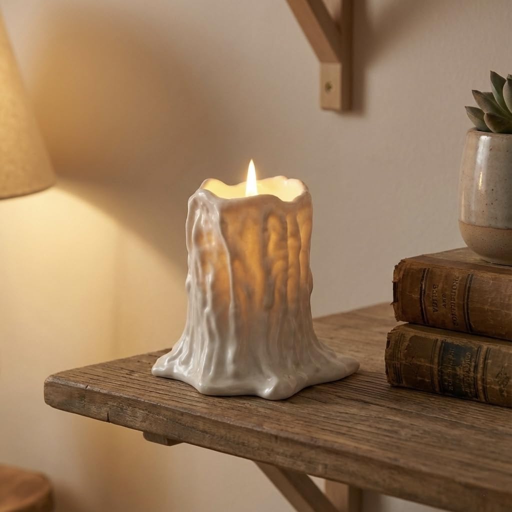 MeltGlow Tea Light Holder | Nano Marble Decorative Candle Stand | Faux Melt-Inspired Tabletop Accent for Living Room, Bedroom, Spa Decor & Home Styling-image-10
