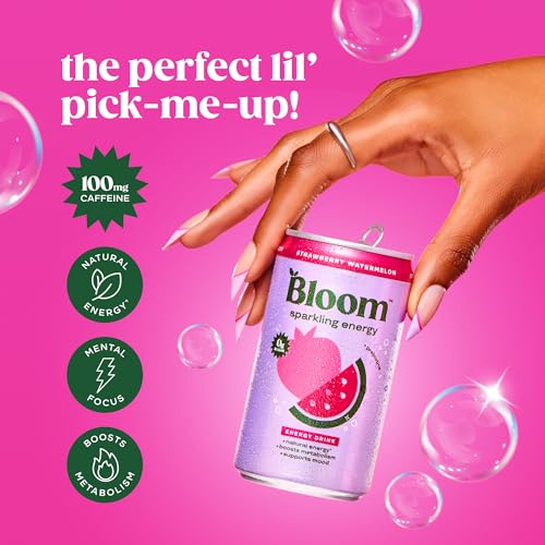Image of Bloom Nutrition Sparkling Energy Drink Minis, Raspberry Lemon & Strawberry Watermelon, 7.5oz 12 Pack