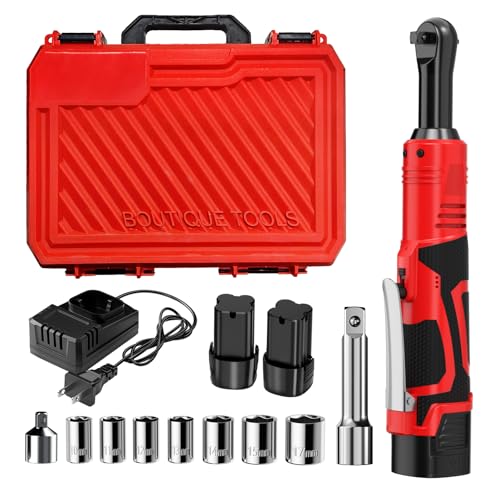 Image of FULLYEA Electric Ratchet Wrench Set,40 Ft-lbs, 550 RPM, 16.8V Cordless Ratchet Wrench 3/8", Variable Speed Power Ratchet Tool Kit with 1/4" Adapter, LED Light, 2 * 2.0Ah Batteries and Fast Charger