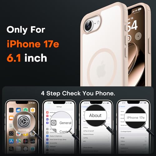 Image of TOCOL for iPhone 17e Case, Compatible with Magsafe, Military Drop Protection, Slim Translucent Matte Shockproof for iPhone 17 e Case 6.1 inch (Desert)
