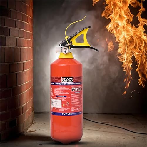 Image of Secure Guard ABC Powder Type 2 Kg Fire Extinguisher Red Fire Extinguisher ISI Mark with Wall Mount Hook and How to use Instruction Manual for Home, Kitchen, Office, School and Industrial Use