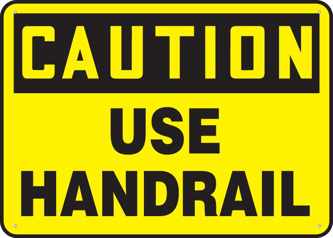 Signage Caution Safety Sign Use Handrail Signs Outdoor, Uv Printed Aluminum 12"X8", Weatherproof And Security For Home Or Business