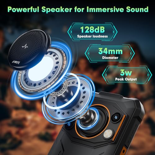 Image of FOSSIBOT F110L Android 15 Rugged Smartphone, 12GB+128GB /2TB Rugged Call Phone, 10000mAh Unlocked Phone 128dB Loud Volume 6.745 inch 50MP Camera Waterproof Smartphone 4G Dual SIM /Camping Light