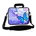 Blue Butterfly 14" 14.1" 14.2" 15" 15.4" 15.6 Inch Laptop Notebook Computer Netbook Soft Shoulder Bag Dual Zipped Neoprene Messenger Bag Case Cover Pouch Holder Pocket - Fshb15-11