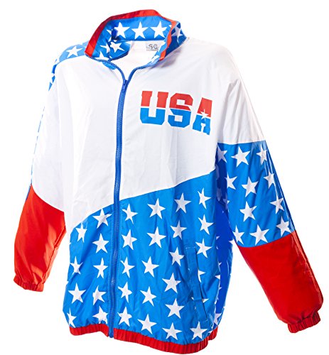 Funny Guy Mugs USA 80s & 90s Retro Windbreaker, Large