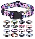 Mihqy Dog Collar for Small Dogs, Cute Small Medium Large Dog Pet Collar, with Floral Patterns, Soft Adjustable for Boy Girl Female Male Puppy Dog Collar(Floral Pink,S)