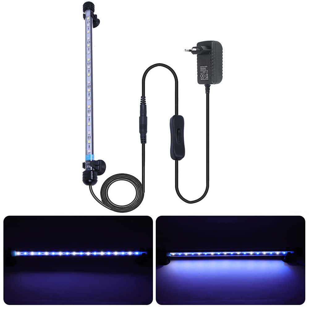 MLJ Acuario LED Iluminación, Iluminación LED para Acuarios Plantados Lámpara LED para Peceras Resistente al Agua Luz para (Deutschland Lagerhaus) (Blanco y azul, 37cm)