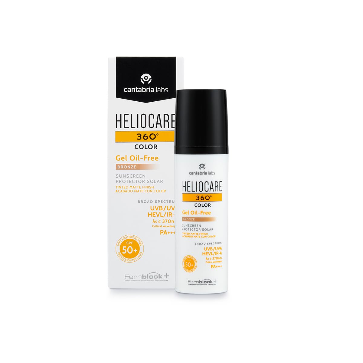 Heliocare 360º Color Gel Oil-Free SPF 50+ - Fotoprotección Avanzada con Color, Textura Ligera, Pieles Mixtas o Grasas, Acabado Mate y Tacto Seco, Bronze, 50ml