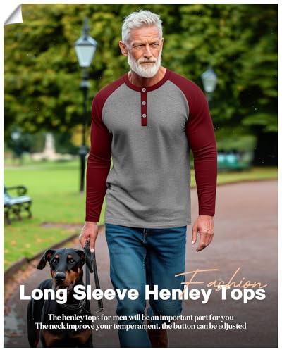 3 Pack Men's Long Sleeve Baseball Raglan T-Shirts S-3XL, Henley Tops Sport Athletic Jersey Tee Cotton Shirts4