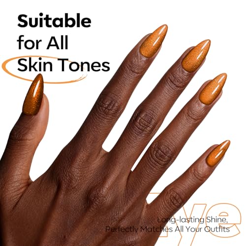 Image of modelones Cat Eye Gel Nail Polish, Glitter Brown Magnetic Nail Polish with Magnet Soak Off U V Winter Gel Polish Shimmer Nail Art Top Coat Manicure Salon DIY