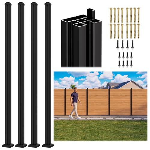 4 Pack 6FT 3-Way Aluminum Fence Post, 1.8mm Thick Walls
