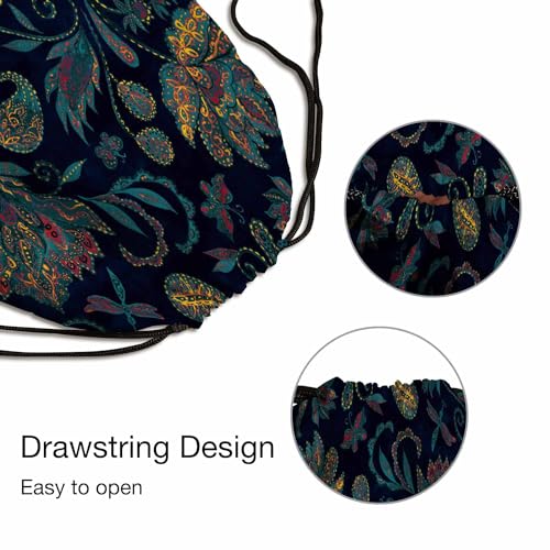 Floral Pattern Drawstring Bags Sports Bag Paisley Watercolor Flowers Flores Tulips Leaves Draw String Back Bag Men Women Adults 14x16.9 Inch - Image 4