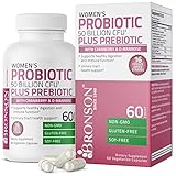 Bronson Women's Probiotic 50 Billion CFU + Prebiotic with Cranberry & D-Mannose – Vaginal Health, Healthy Digestion, Immune Function and Urinary Tract Support, Non-GMO, 60 Vegetarian Capsules