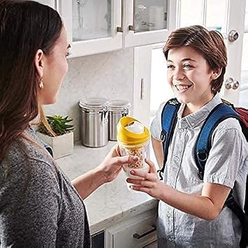 CRUNCHCUP Bundle & Save on Two Portable Cereal Tumblers - No Spoon, No Bowl, It's Cereal on the Go [Green & Yellow]