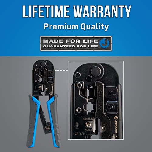 Jonard Tools Uc-4569 Pass-Through 6-In-1 Modular All-In-One Cut, Strip, And Crimping Tool For Video, Telecom, Datacom And More, Blue #TOP6