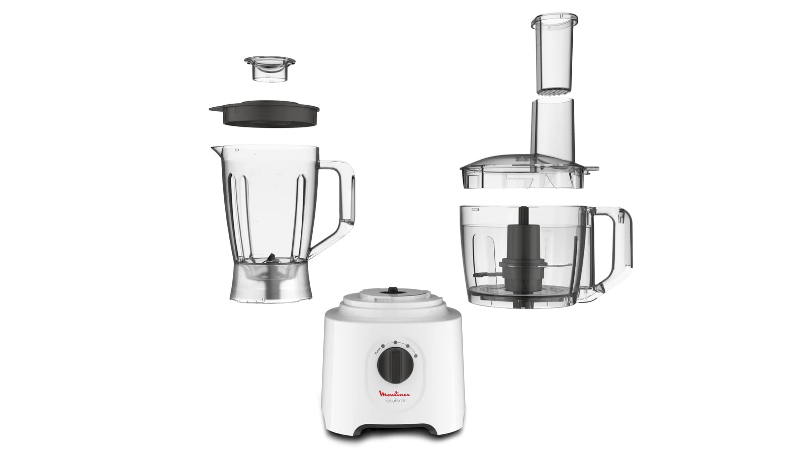 Moulinex FP2461 Easy Force Robot da Cucina Multifunzione All-in-One, 2.4 Litri, 700 W, 6 Accessori per 25 Funzioni, Robot Frullatore e Tritatutto