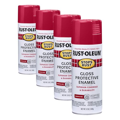 Image of Rust-Oleum 7763830 Stops Rust Spray Paint, 12 oz, Gloss Carnival Red (Pack of 4)