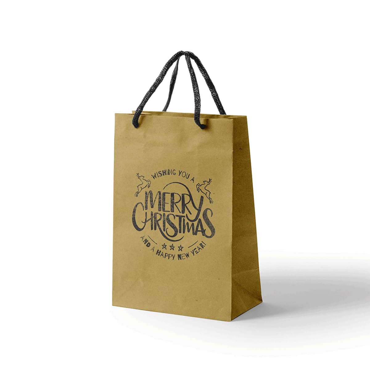 25x Bolsas de Papel Kraft Navideñas Marrones con Asas de Cuerda 25x10x32cm - Bolsas de Regalo - Navidad - Varias Opciones de Impresión Temáticas Navideñas