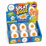The Dreidel Company 6 Count White Sticky Egg Splat Balls - Soft Squishy Liquid Filled Yolk Stress Relief Fidget Toys, Novelty Party Favors and Goodie Bag Fillers