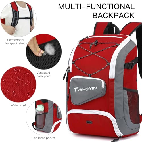 Medium Travel Backpack 30L Water-Resistant Laptop backpack with Shoe Compartment Wet Pocket Chest Straps 15.6 inch Laptop Sleeve for College Daypack Hiking Sport Gym Backpack, Red4