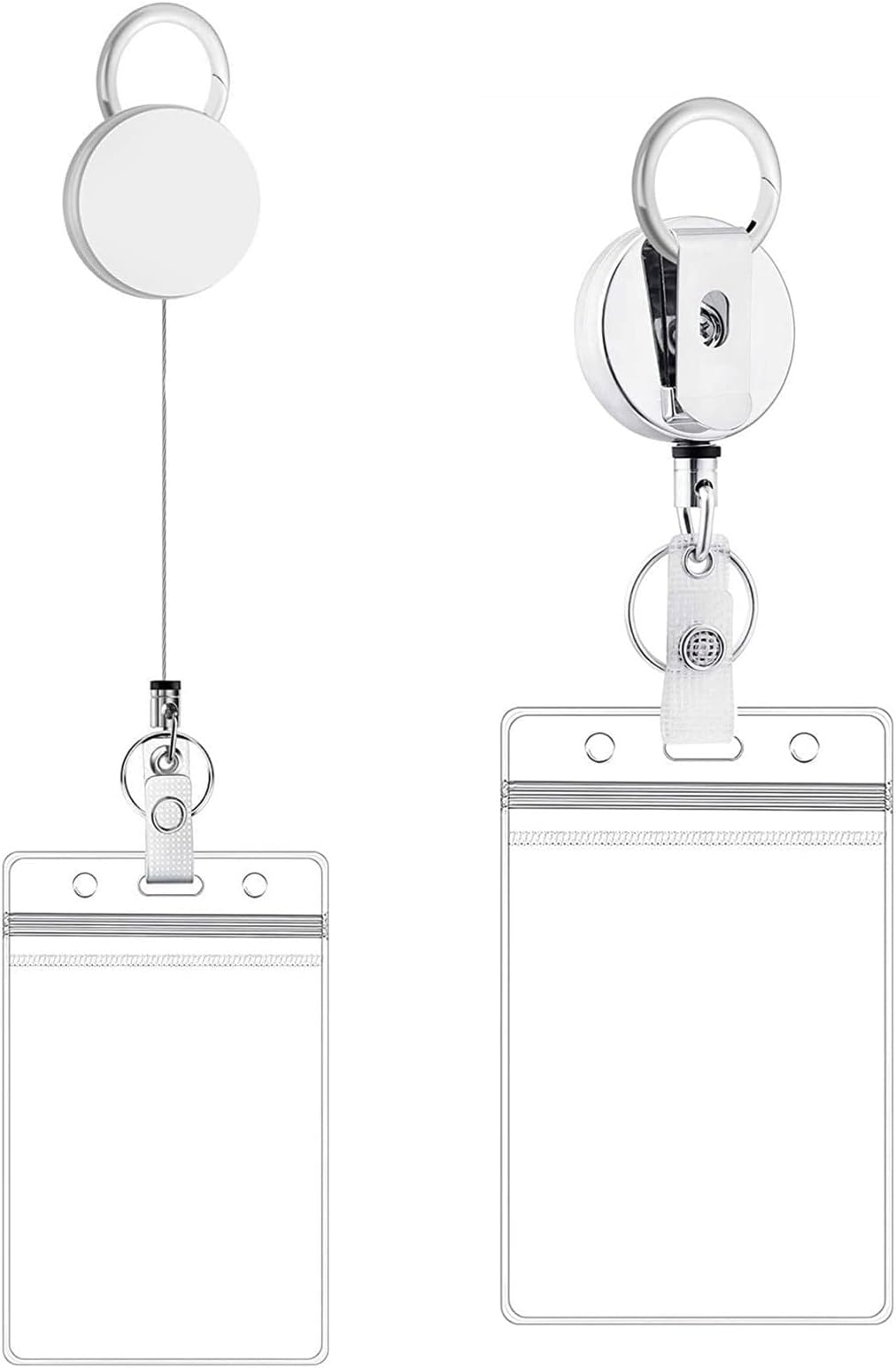 HONZUEN Plastic ID Card Holder with Retractable Reel Set, Yo Yo Vertical Badge Holder with Reel