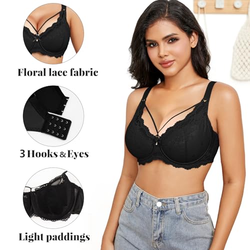 Image of Sexy Lace Bras for Women Plus Size Push Up Bra Full Coverage Underwire Bra
