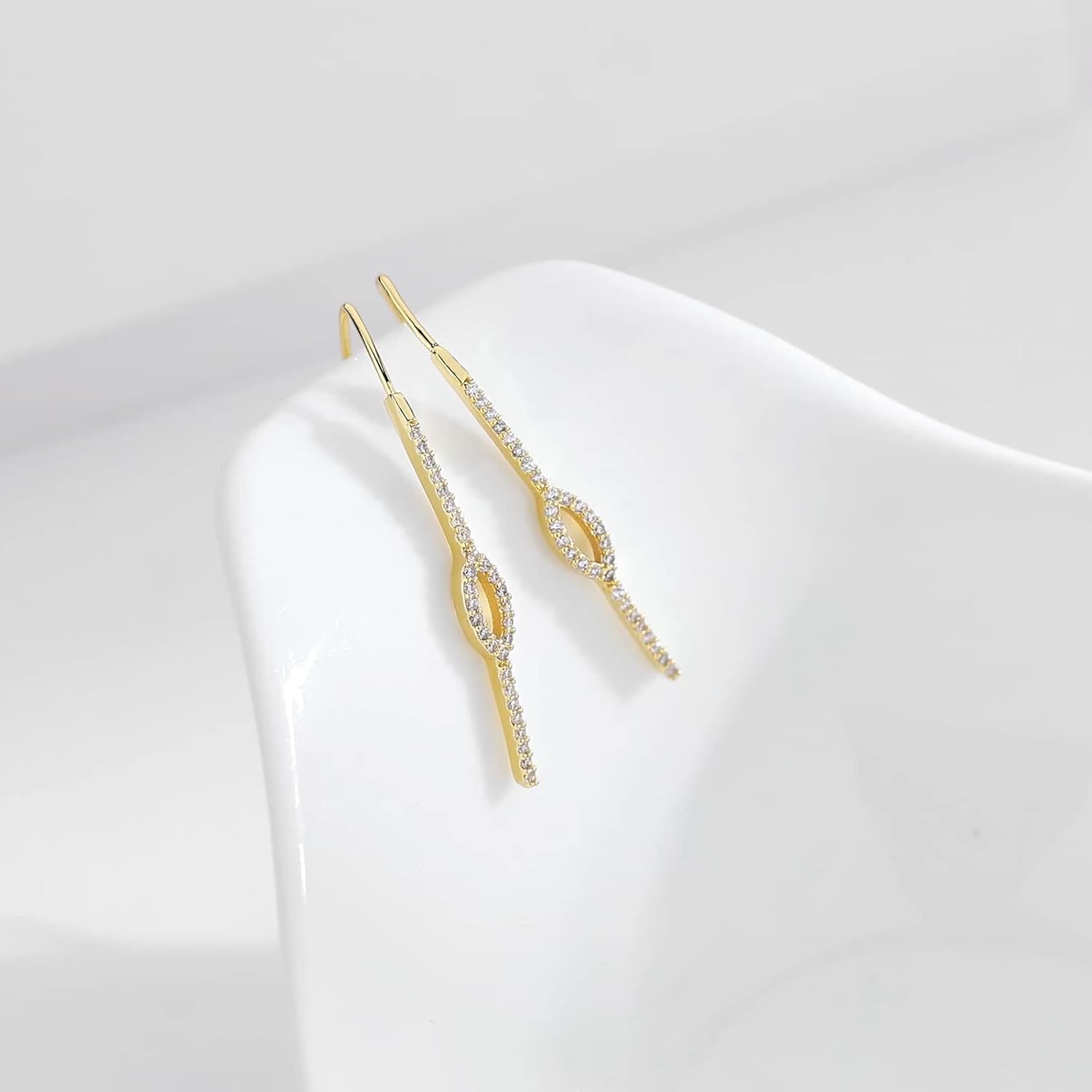 Simulated Pearl Dangle Earrings for Women - Geometric Pave/Snowflake/Bow/Strip/Gourd/Good Luck Hypoallergenic Drop Earrings Jewelry For Women Gift - Image 6