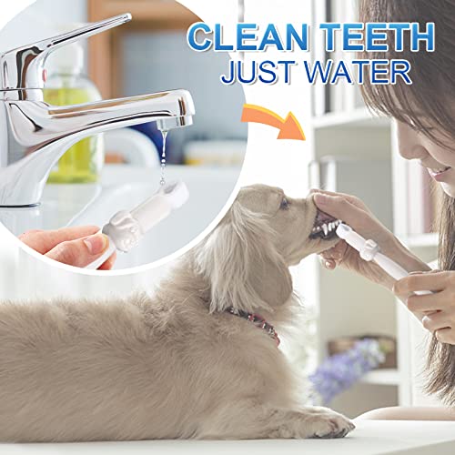 Ninibabie Dog Toothbrush-Clean Teeth at Once with Water-Dog Dental Wipes-Dog Breath Freshener-Plaque and Tartar Remover-Cat Toothbrush for Oral Care(24pcs+Gloves)