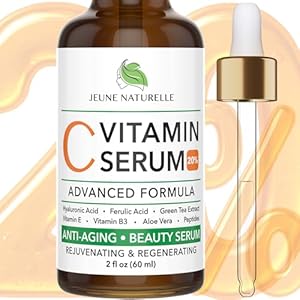 All Natural Pure 20% Vitamin C Serum For Face + 6 Active Boosters for Dark Spots, Wrinkles, Brightening, Hydrating, Even Tone, Healthy Glow with Niacinamide, Hyaluronic Acid, Ferulic Acid, Vitamin E