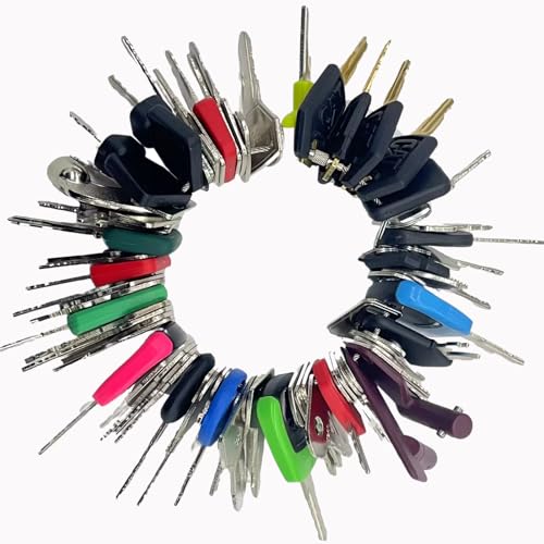 Image of 77 Equipment Master Keys, Heavy Construction Equipment Machiney Key Set fit Cat JCB Case John Deere Volvo JLG Terex Komatsu Kubota Yanmar Daewoo Forklifts Hyster Hitachi and More