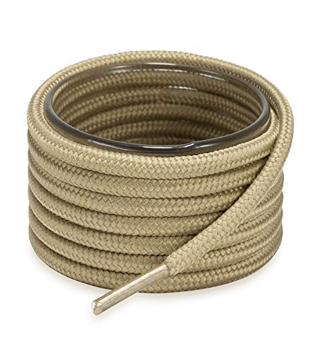 Shoemate Solid Color Round Shoe Laces for Sneakers, Boots and Athletic Shoes, Shoe Strings, Khaki...