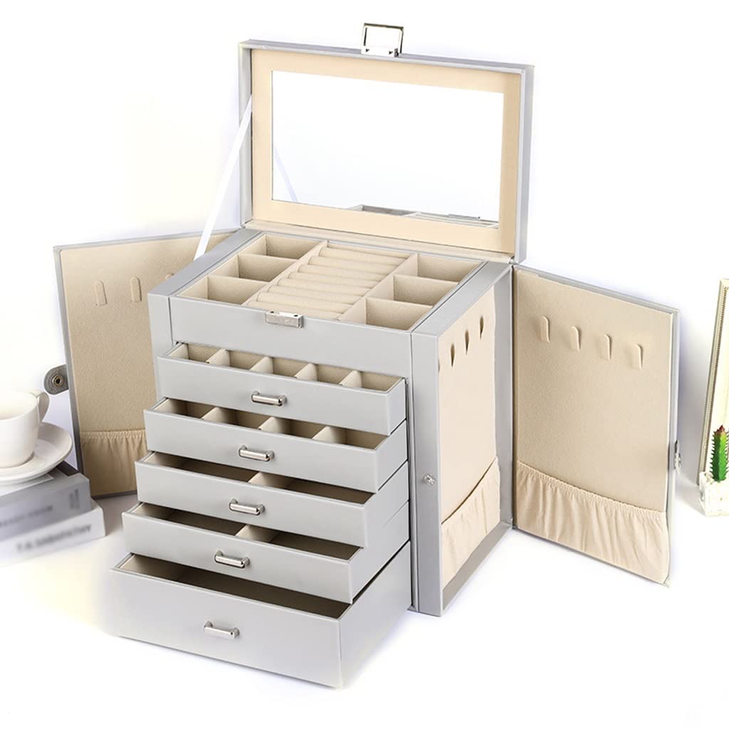 Jewelry Box Organizer Jewelry Box PU Princess Jewelry Five-Layer Storage Box Jewelry Box Jewelry Organizer Small (D 27x16x28cm) (D 27x16x28cm)
